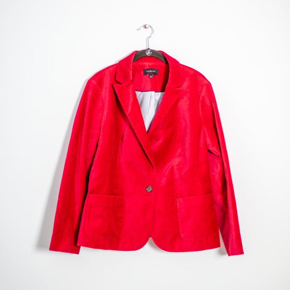 Talbots Red Velvet Blazer | 100% Cotton | Size 14 | Plus Size